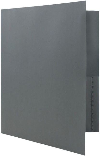 JAM PAPER Plastic 2 Pocket POP Folders - Durable School Folders - Grey - Bulk 48/Pack