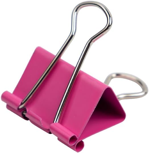 JAM PAPER Colorful Binder Clips - Medium - 1 1/4 Inch (32 mm) - Pink Binderclips - 15/Pack