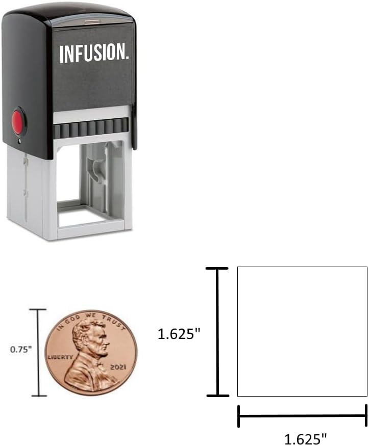 Infusion Self-Inking Custom Rubber Stamp (Personal or Business Use) - Choose from 16 Colors (1-5/8" x 1-5/8")
