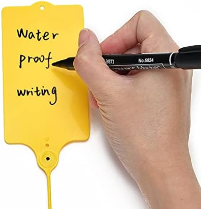 100 Plastic Tags Shipping Tags Water Proof Tags for Labeling Shipping Labels Security Seals Writable Marker Ties Hanging Tags Storage Tag with One Marker Pen (Yellow)