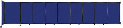 Wall-Mounted Sliding StraightWall Room Divider | Adjustable Widths | Locking Wheels | Room Separator | Up to 19'9" Wide x 4' Tall Royal Blue Fabric Panels