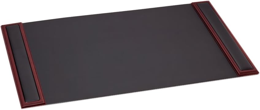 Dacasso Wood & Leather Desk Pad with Side Rails - Luxury Leather Desk Blotter for Writing - Padded Executive Desk Surface Protector - (Rosewood & Black, 34” x 20”)