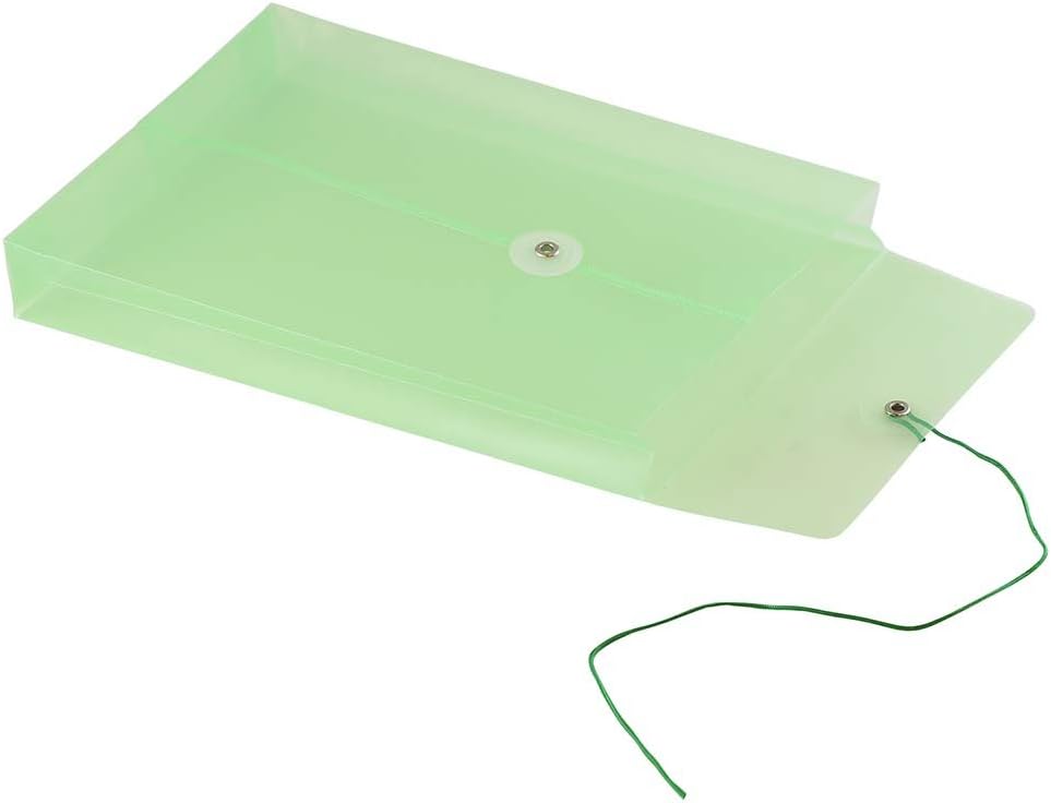 JAM PAPER Plastic Envelopes with Button & String Tie Closure - 6 1/4 x 9 1/4 - Green - 12/Pack