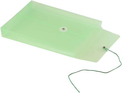 JAM PAPER Plastic Envelopes with Button & String Tie Closure - 6 1/4 x 9 1/4 - Green - 12/Pack