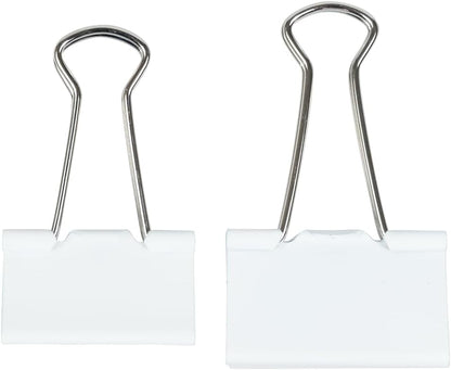 JAM PAPER Colorful Binder Clips Assortment - Medium & Large Size - White Binderclips - 27 Clips/Pack