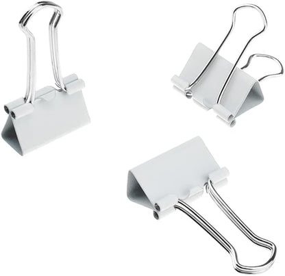 HAHIYO Binder Clips Paper Clamps Spring Steel Sturdy Medium 1.26 inches Width 0.39 Inch Capacity No Sharp Edges Heavy Duty Tight Grip Reusable White Metal Bright Finish for Home Office School 13 Pack