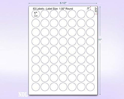 8-1/2 x 11" Neon Color High Light Fluorescent Labels for Laser & Inkjet Printer (Orange Fluorescent, 1" Round - 63 per Page - 6300 Labels)