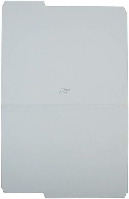 Staples 508895 Colored File Folders w/Reinforced Tabs Letter 3 Tab Gray 100/Box