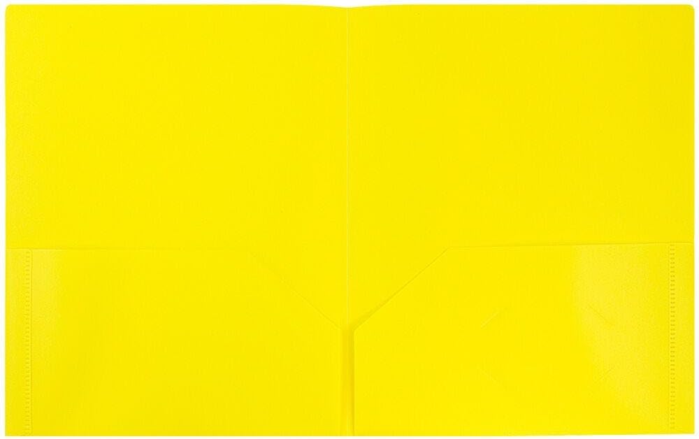 JAM PAPER Plastic 2 Pocket POP Folders - Durable School Folders - Yellow - Bulk 144/Box
