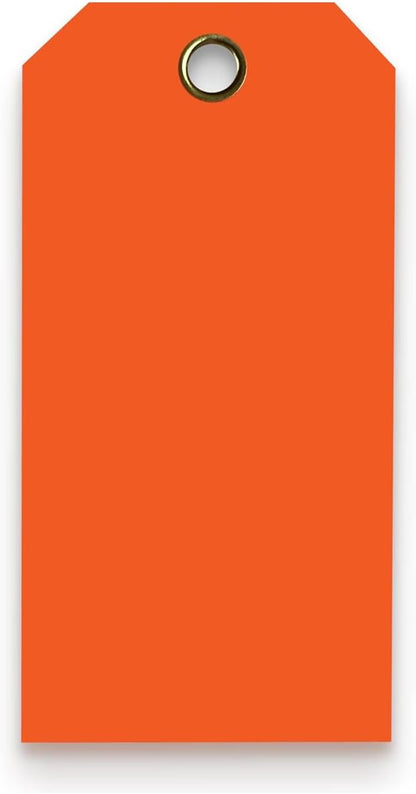 Tags 4 Less 15 Mil Waterproof Plastic Tags, Pack of 100 – 4” x 8” Heavy Duty Plastic Tags for Labeling, Outdoor Tagging, Equipment Labeling, Luggage, Valves & More (Orange)