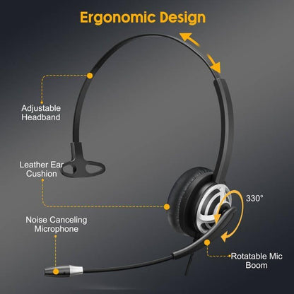 MAIRDI USB Headset with Microphone for PC, Computer Headset with Mic Noise Canceling for Laptop Teams Zoom Office Call Center Voip Telephone Calls, Dictation Headset for Dragon Naturelly Speaking