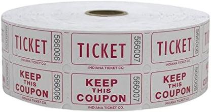 INDIANA TICKET CO. 2,000 Raspberry Raffle Tickets Double Roll, Premium Quality 50/50 Raffle Tickets, Tickets for Events, Carnivals, Door Prizes, Drinks and More