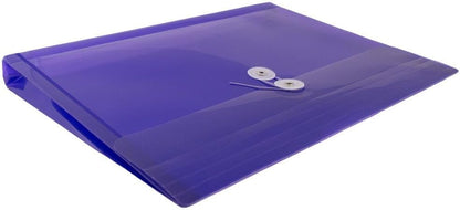 JAM PAPER Plastic Envelopes with Button & String Tie Closure - Letter Booklet - 9 3/4 x 13 - Purple - 3/Pack