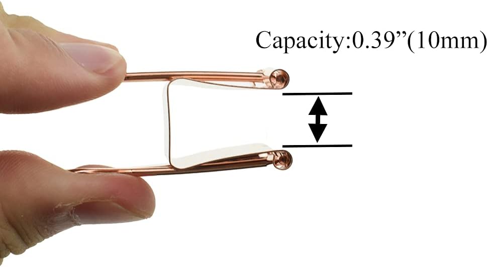 HAHIYO Binder Clips Paper Clamp Spring Steel Sturdy Medium 1.26 inch Width 0.39 Inch Capacity No Sharp Edges Heavy Duty Tight Grip Reusable Rose Gold Metal Bright Finish for Home Office School 13 Pack
