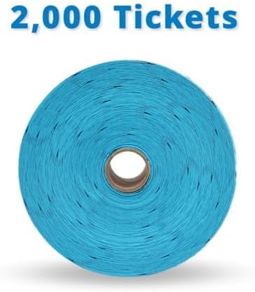 INDIANA TICKET CO. 2000 Raffle Tickets, Liquor, Blue, Single Roll, Ticket for Events, Entry, Class Reward, Fundraiser & Prizes