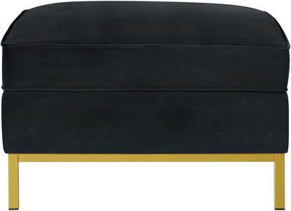 24KF Large Velvet Ottoman, Upholstered Padded Cushion Ottoman Table, Large Foot Rest for Living Room - Black