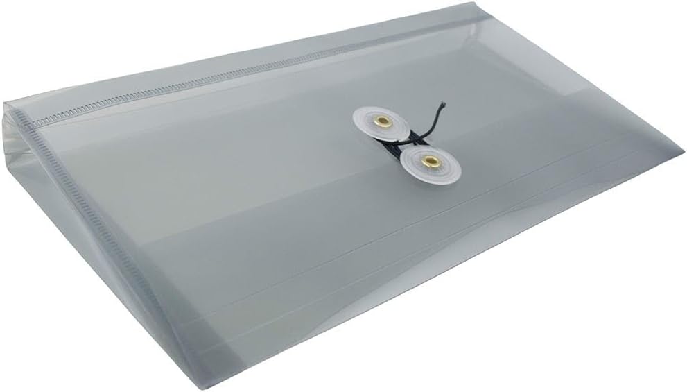 JAM PAPER Plastic Envelopes with Button & String Tie Closure - #10 Business Booklet - 5 1/4 x 10 - Smoke Gray - 3/pack