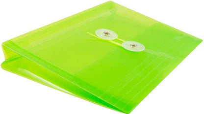 JAM PAPER Plastic Envelopes with Button & String Tie Closure - Index Size - 5 1/2 x 7 1/2 - Lime Green - 3/Pack
