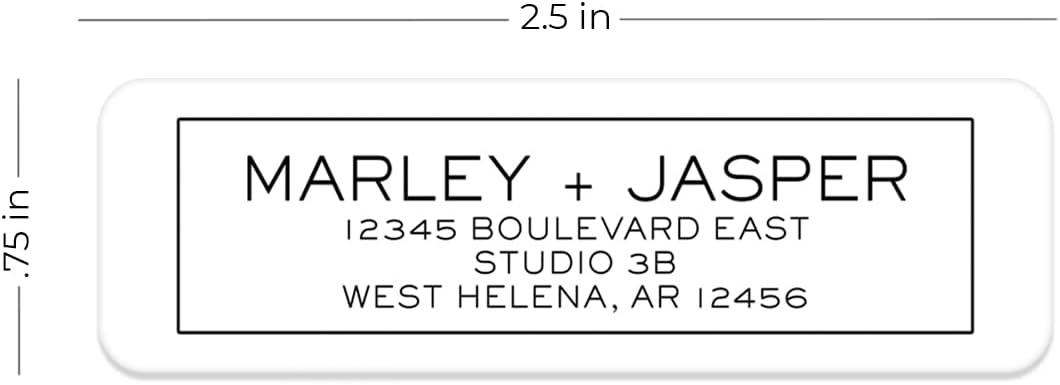 Simple Modern Outline Rolled Address Labels/Roll of 500 Square Box Personalized Address Labels/Designer Return Address Stickers in Elegant Plastic Dispenser