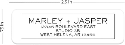 Simple Modern Outline Rolled Address Labels/Roll of 250 Square Box Personalized Address Labels/Designer Return Address Stickers in Elegant Plastic Dispenser