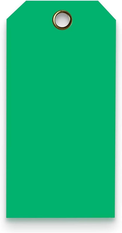 Tags 4 Less 15 Mil Waterproof Plastic Tags, Pack of 100 – 2” x 4” Heavy Duty Plastic Tags for Labeling, Outdoor Tagging, Equipment Labeling, Luggage, Valves & More (Dark Green)
