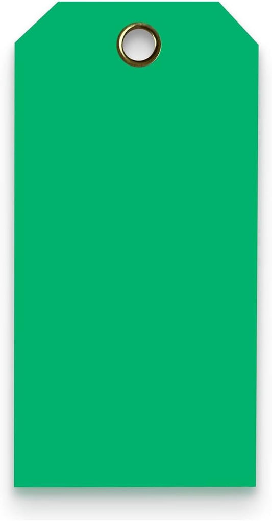 Tags 4 Less 15 Mil Waterproof Plastic Tags, Pack of 100 – 2” x 4” Heavy Duty Plastic Tags for Labeling, Outdoor Tagging, Equipment Labeling, Luggage, Valves & More (Dark Green)