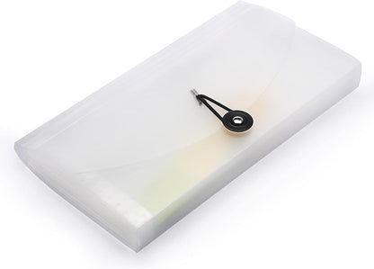 BTSKY Expanding File Folder New 13 Pockets Small Accordion File Expandable Card Ticket Holder Storage Folder Plastic Wallet Case (White Translucent)