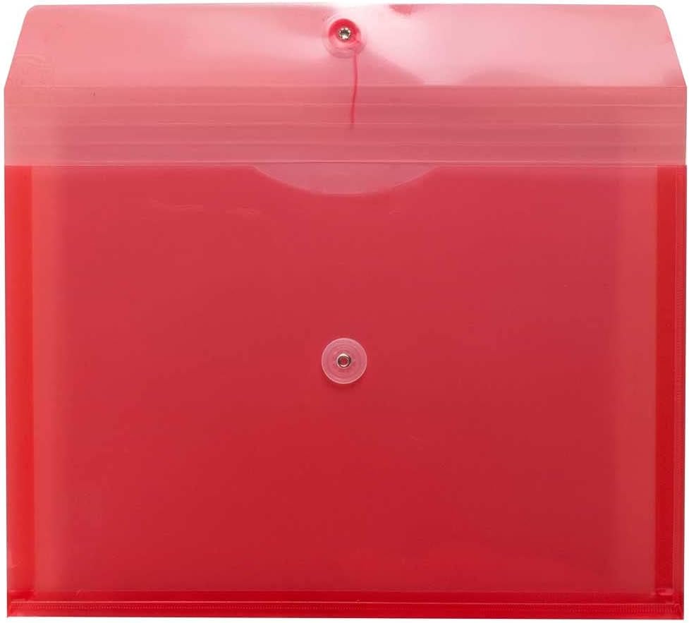 JAM Paper Plastic Envelope with Button and String Tie Closure - Legal Booklet - 9 3/4" x 14 1/2" x 1 1/4"- Assorted Primary Colors - 6/pack