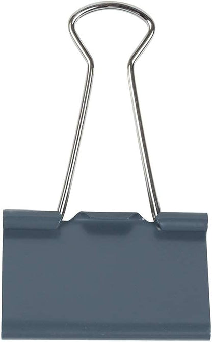 JAM PAPER Colorful Binder Clips - Large - 1 1/2 Inch (41 mm) - Grey Binderclips - 12/Pack