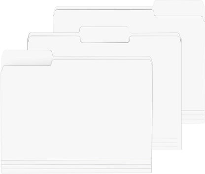 File Folder, PANDRI 120 Pack File Folder, 1/3 Cut Tab, Letter Size, Filing Folder for Office School Business, White
