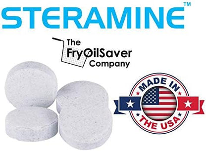 2 Bottles Steramine Sanitizer Tablet 15xQT-10 Test Strip, Multi Purpose Steramine Sanitizing Tab for Food Contact Surface Kitchen, Restaurant, Diner & Food Service by FryOilSaver Co. (300 Tablets)