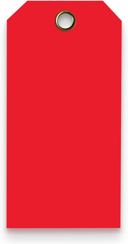 Tags 4 Less 15 Mil Waterproof Plastic Tags, Pack of 100 – 3” x 6” Heavy Duty Plastic Tags for Labeling, Outdoor Tagging, Equipment Labeling, Luggage, Valves & More (Red)