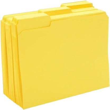 Staples 508903 File Folders W/ Reinforced Tabs Letter 3 Tab Yellow 100/Box
