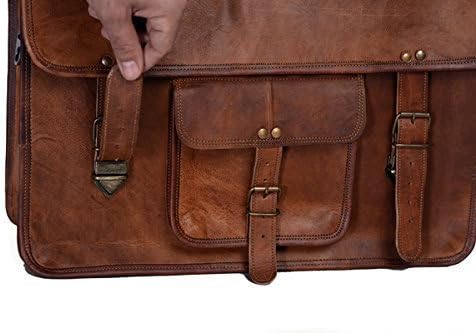 Leather briefcase for men 18 inch laptop messenger bag office satchel computer bag for men and women (18 INCH)