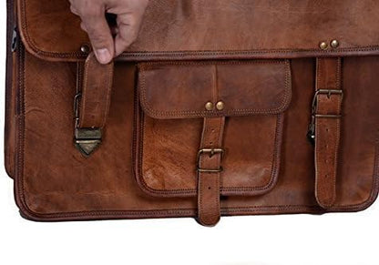 Leather briefcase for men 18 inch laptop messenger bag office satchel computer bag for men and women (18 INCH)