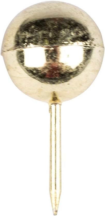 JAM PAPER Colorful Push Pins - Round Head Map Thumb Tacks - Gold Pushpins - 100/Pack