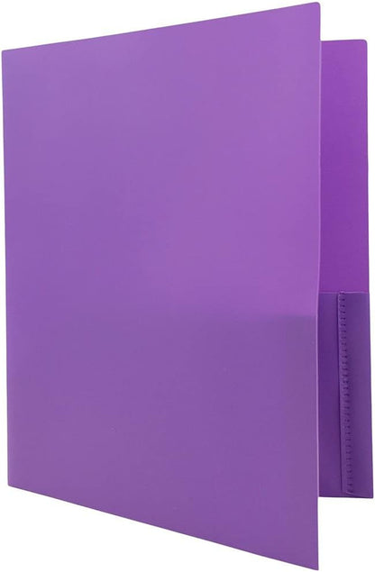 JAM PAPER Plastic 2 Pocket POP Folders - Durable School Folders - Assorted Fashion Colors - 6/Pack