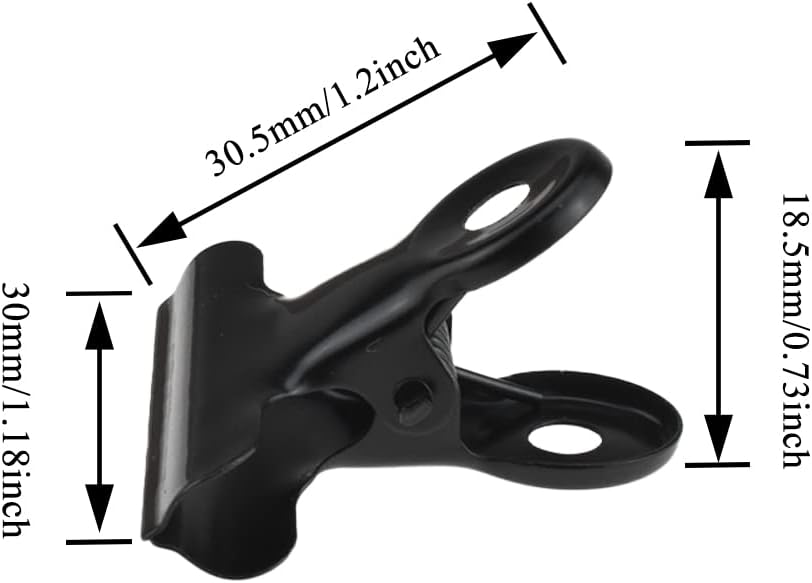 HAHIYO 1.25inch Black Bulldog Clips Metal File Hinge Binder Clips Clamps Save Space Strong Spring Jaws Rock Solid Grip Book Lay Flat Deburred Edge for Hang Photos Wall Grid Dog Food 20PCS