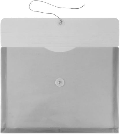 JAM PAPER Plastic Envelopes with Button & String Tie Closure - Letter Booklet - 9 3/4 x 13 - Smoke Gray - 3/Pack