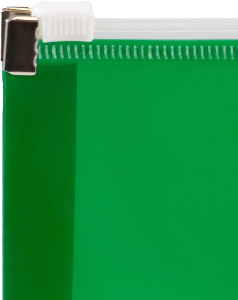 JAM PAPER Plastic Envelopes with Zip Closure - Letter Booklet - 9 3/4 x 13 - Green - 3/Pack