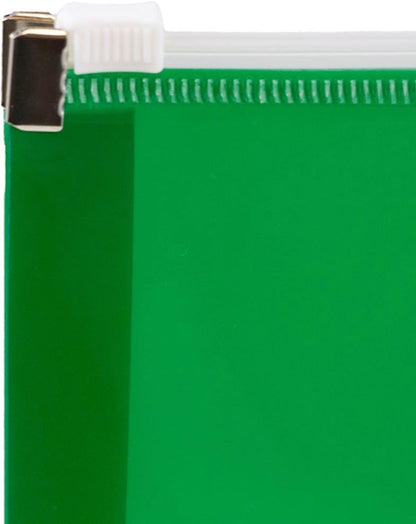JAM PAPER Plastic Envelopes with Zip Closure - Letter Booklet - 9 3/4 x 13 - Green - 3/Pack