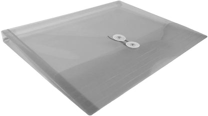 JAM PAPER Plastic Envelopes with Button & String Tie Closure - Letter Booklet - 9 3/4 x 13 - Smoke Gray - 3/Pack