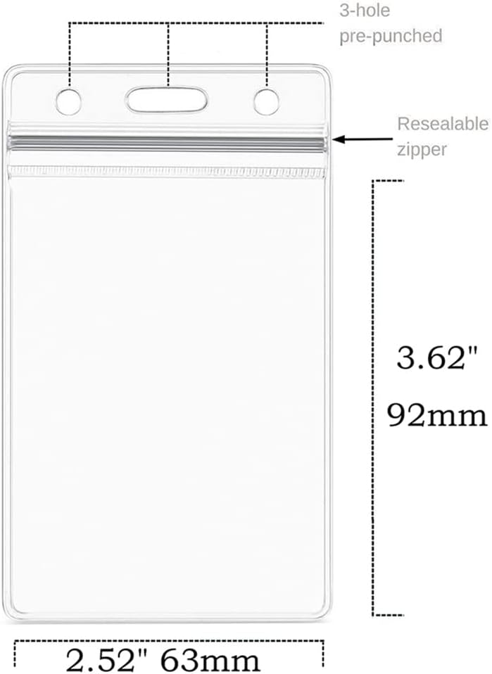 Name Tag 100 Pack Badge ID Card Holders Clear Plastic Vertical Premium Badge Holder