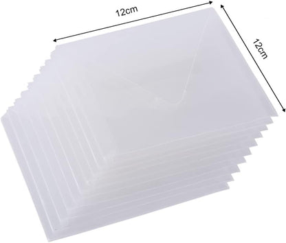 10 Pack Large Stamp & Die Storage Pockets Reusable Clear Plastic Seal Bags Storage Case for Cutting Dies Stencil Album Stamp Crafts Paper Card Craft Stamping Die Cuts Organizer Holder 4.75X4.75inch