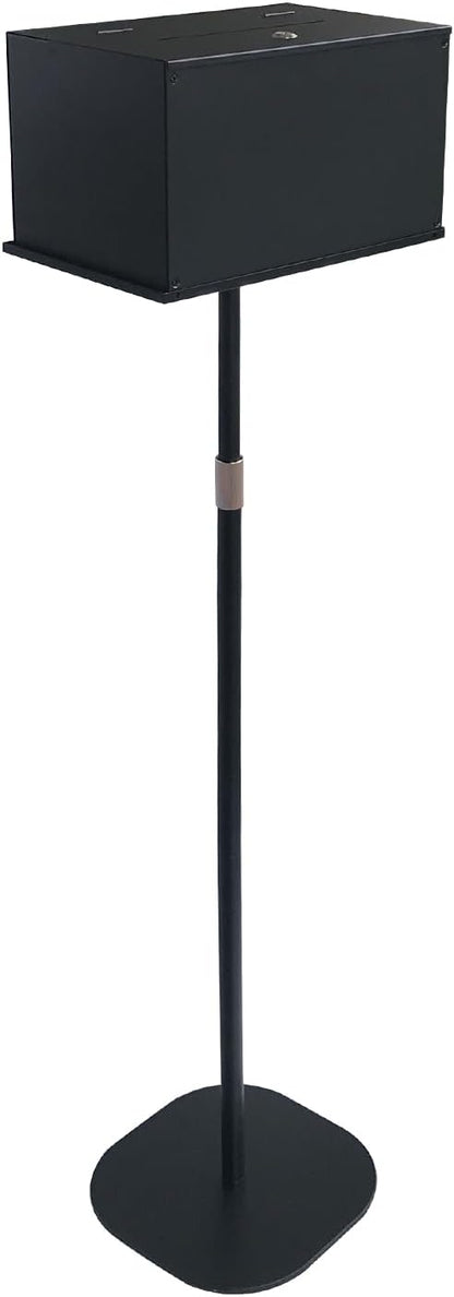 Suggestion Box with Stand, Floor Standing Offering Box for Church, Heavy Duty Metal Ballot Collection Safe Box with Lock for Voting Contest Charity Donation Church Election, Large