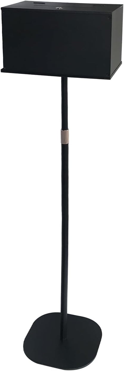Suggestion Box with Stand, Floor Standing Offering Box for Church, Heavy Duty Metal Ballot Collection Safe Box with Lock for Voting Contest Charity Donation Church Election, Large