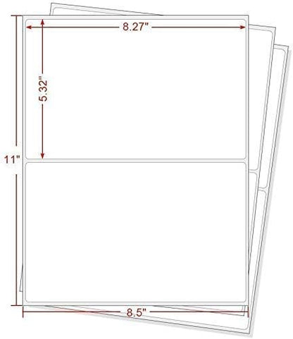 Round Corner Half Sheet Self Adhesive Shipping Labels for Laser and Ink Jet Printers, White Blank (1000 Sheets, 2000 Labels)