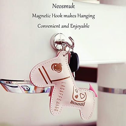 Neosmuk Magnetic Hooks, Heavy Duty Earth Magnets with Hook for Refrigerator, Extra Strong Cruise Hook for Hanging, Magnetic Hanger for Curtain, Grill(Silver White,4 Pack)