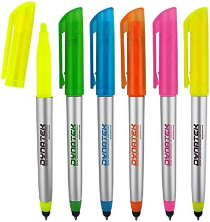 Personalized Pens with Highlighter and Stylus -250 Pack Bulk-Free Imprint - 3 In Highlighter, Ballpoint Pen, and Stylus Combo- add Custom Business Name, Logo or Gift Message- Blue