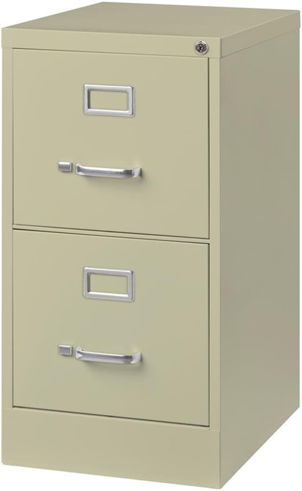 Pemberly Row 2 Drawers 28.38" Vertical Beige Metal Filing Cabinet Lockable Pre-Assembled Stationary Letter Size for Home, Office